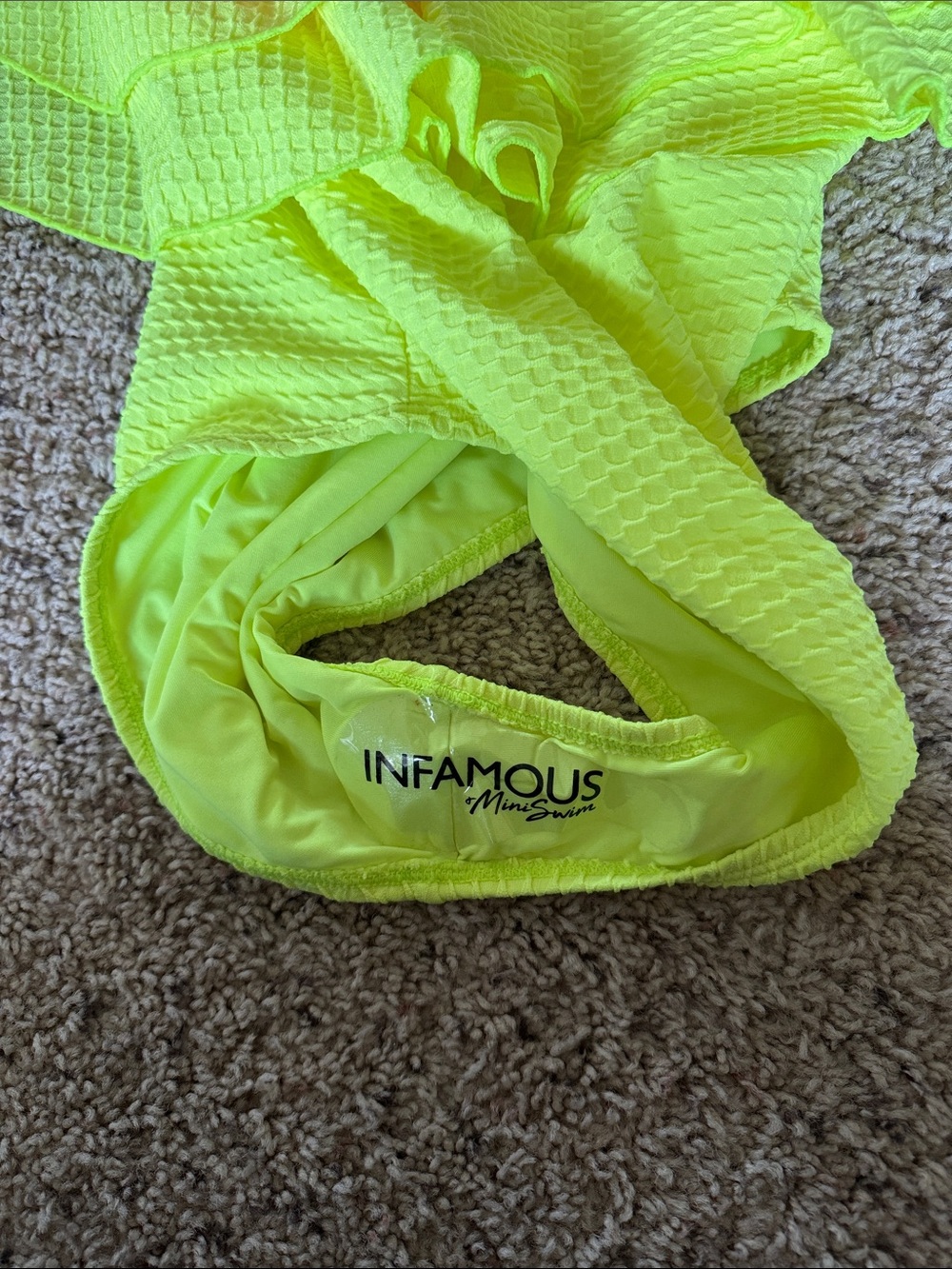 Infamous Neon Yellow Ruffled One-Piece Swimsuit - Picture 3 of 3